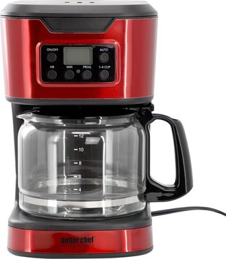 Better Chef 12 Cup Stainless Steel Programmable Coffee Maker in Red