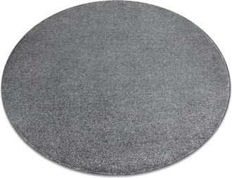 RugsX Rugsx - Carpet, round indus grey 95 plain, melange grey round 200 cm