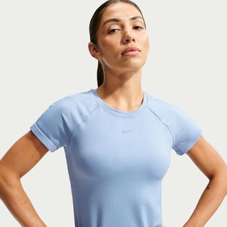 Nike Womens Nike Pro Seamless Dri-FIT T-Shirt in Blue | IM9972-486