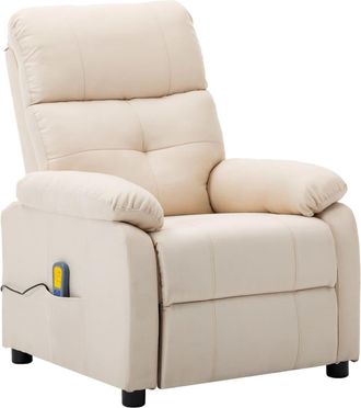 vidaXL Sill&oacute;n De Masaje El&eacute;ctrico Tapizado En Tela Color Crema Vidaxl
