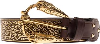 Etro Leren Riem Met Dieren Gesp - Dames - Riemen - Bruin - 75 CM - Leer - Accessoires