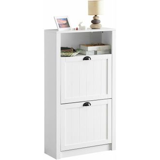 SoBuy Scarpiera con 2 ante e 4 ripiani con scomparto aggiuntivo per scarpe L60P24A110 cm Bianco FSR87-K-W Sobuy