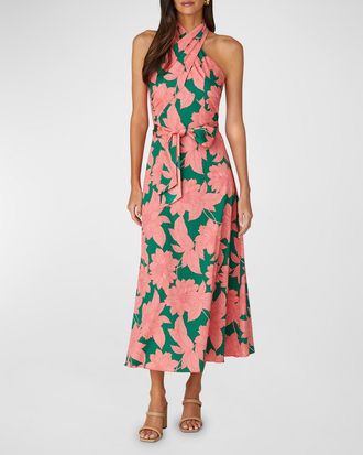 Shoshanna Floral Beekman Halter Midi Dress