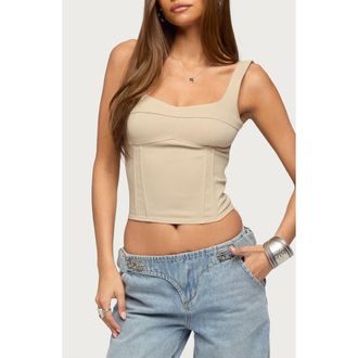 Edikted Awnya Structured Corset Top in Beige at Nordstrom, Size X-Small
