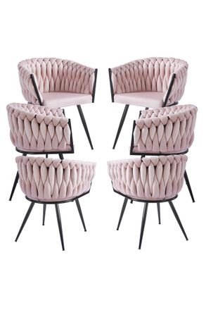 Regalos Miguel Packs Sillas Comedor - Pack 6 Sillas Widny Black Terciopelo - Rosa
