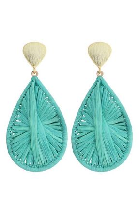 Panacea Rattan Teardrop Earrings in Turquoise at Nordstrom