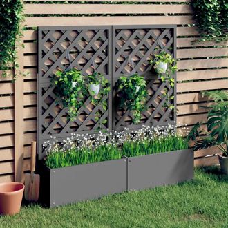 vidaXL Vidaxl - Jardineras Con Enrejado 2 Unidades Wpc Gris 65x33x135 Cm