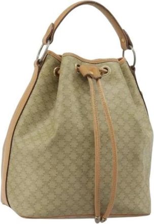 Celine Pre-owned Macadam Canvas Bucket Bag - unisex - Vintage Tas - Beige - ONE Size - Leer - Vintage