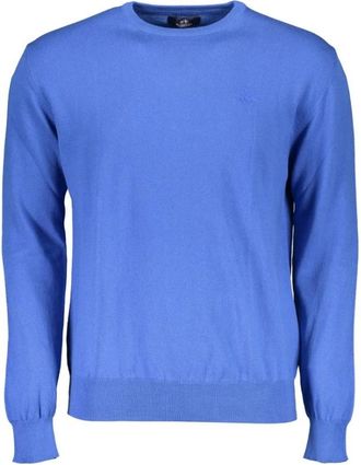 La Martina Rondgebreide trui - Heren - Ronde hals truien - Blauw - L - Katoen - Truien & Vesten