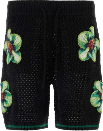 Casablanca Black Crochet Bermuda Shorts
