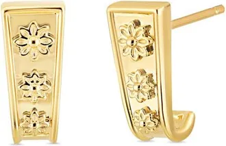 Bony Levy 14K Gold Getty Flower Huggie J-Hoop Earrings in 14K Yellow Gold at Nordstrom