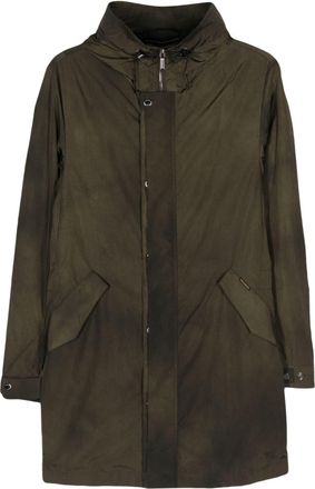 Moorer hooded midi raincoat - men - Polyester/Polyamide/Polyamide - 48 - Green