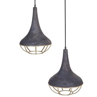 Beliani L&aacute;mpara De Techo De Madera Mango Negro Lat&oacute;n A Mano Pantalla Natural Bagmati
