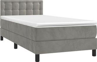 vidaXL Cama Box Spring Colch&oacute;n Y Led Terciopelo Gris Claro 80x200 Cm Vidaxl