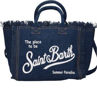 MC2 Saint Barth Frayed Edges Dark Denim Tote Bag