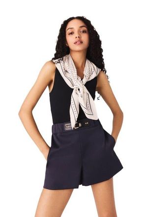 Maje Satin-effect shorts in Navy at Nordstrom, Size 38 Eu