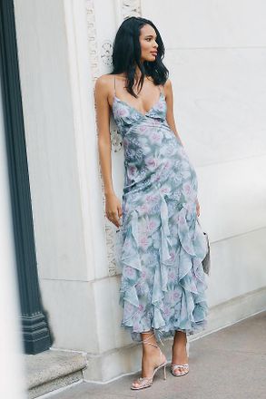 For Love & Lemons Elea Ruffle Maxi Dress
