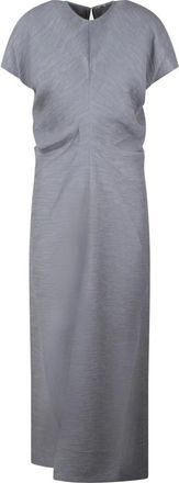 Toteme Gekreukte Wijd Uitlopende Taille Jurk - Dames - Casual kleedjes - Grijs - S - Kleedjes
