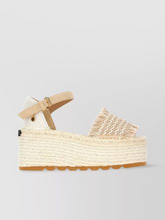 Stella McCartney canvas wedge with multicolor fringe detail