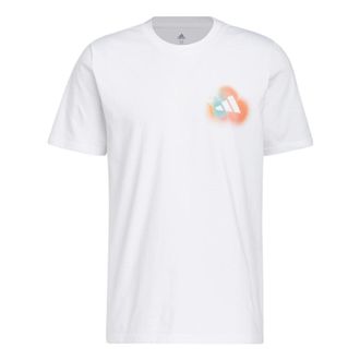 adidas Multi-Color Logo Printing Round Neck Short Sleeve White IC8107