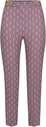 Elisabetta Franchi Pa-006-36E2 Rechte Cr&ecirc;pe Broek - Dames - Vrijetijds broeken - Paars - L - Broeken
