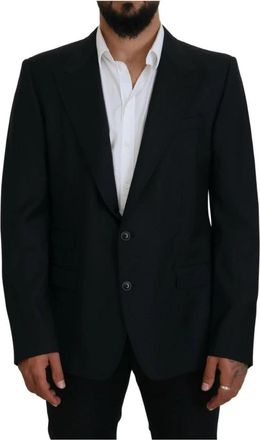 Dolce & Gabbana Klassieke Pasvorm Blazer - Heren - Blazers - Blauw - 3XL - Wol - Jassen