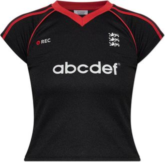VETEMENTS Alphabet Football Jersey T-shirt - Dames - T-shirts - Zwart - S - Leer - Tops