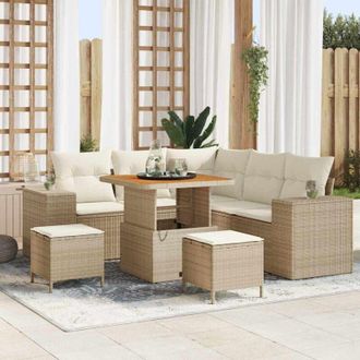 vidaXL Vidaxl - Conjunto De Sof&aacute; De Jard&iacute;n 8 Pcs Beige, Crema 80 X 80 X 71 Cm