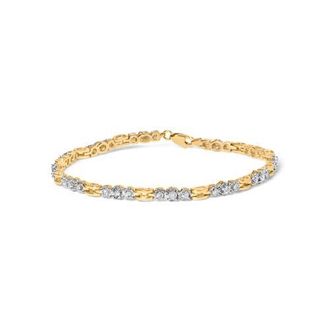 House of Brilliance 10k Yellow Gold 1.00 Cttw Diamond 3 Stone Link Bracelet Inches at Nordstrom