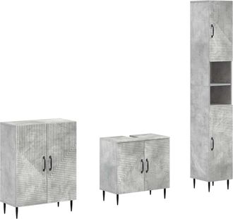 vidaXL Juego De Armarios De Ba&ntilde;o De 3 Piezas Haarlem Gris Hormig&oacute;n Vidaxl