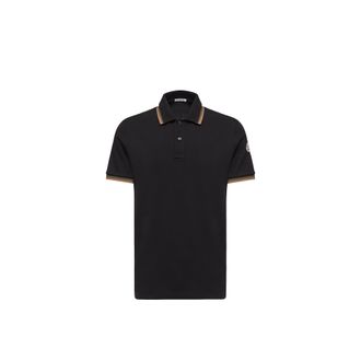 Moncler Moncler Double Collar Cotton Piquet Polo Shirt, Men, Black, Size: 3xl