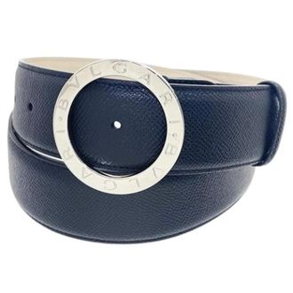 Bulgari Pre-owned Vintage Leren Riem - Heren - Pre-owned - Blauw - Maat: ONE Size Leer