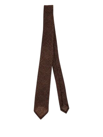 Petronius geometric-pattern wool tie - men - Wool - One Size - Brown