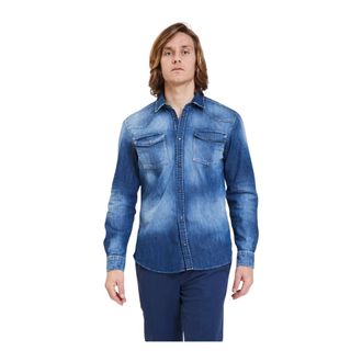 Dondup Heren, Overhemden, Blauw, Maat: XL Denim