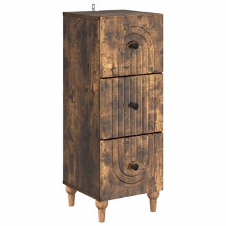 vidaXL Cajonera 33 X 34,5 X 90 Cm Madera De Ingenier&iacute;a Roble Ahumado Vidaxl