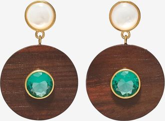 Lizzie Fortunato Ohrringe aus Akazienholz und Steinen Taj
