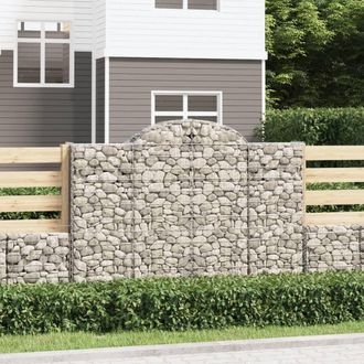 Berkfield Home Arched Gabion Baskets 11 pcs 200x50x140/160 cm Galvanised Iron in Silver