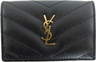 Saint Laurent Black Leather Wallet (Tri-Fold) (Pre-Owned)