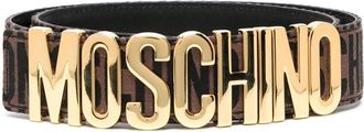 Moschino logo-lettering leather belt - men - Calf Leather/Fabric - 54 - Brown