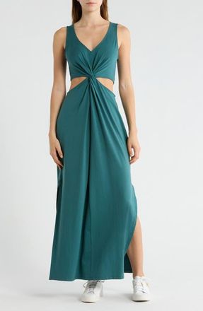 Beyond Yoga Around The World Cutout Detail Maxi Dress in Teal Sea at Nordstrom, Size X-Large