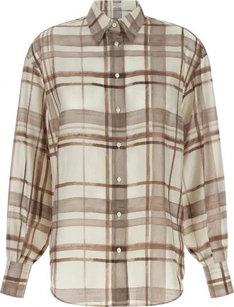 Brunello Cucinelli Beige Silk Womens Blouse