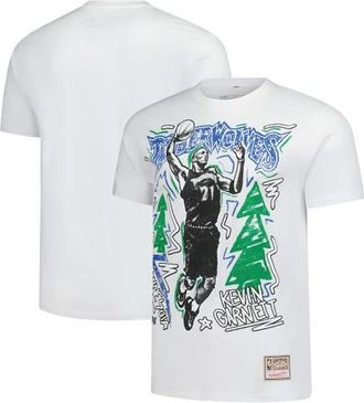 Mitchell & Ness Mens Mitchell & Ness Kevin Garnett White Minnesota Timberwolves Hardwood Classics Chalked Up T-Shirt at Nordstrom, Size Medium