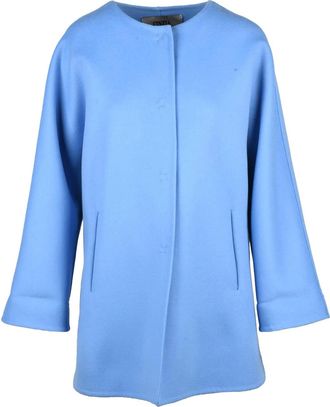 Cinzia Rocca Light Blue Virgin Wool Snap Coat