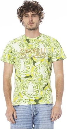 Cavalli Groene Fantasy Print Heren T-shirt - Heren - T-shirts - Groen - M - Katoen - Tops
