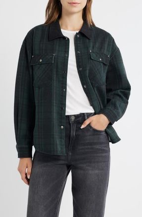 Thread & Supply Plaid Cotton Shacket in Pine Black Plaid at Nordstrom, Size X-Small