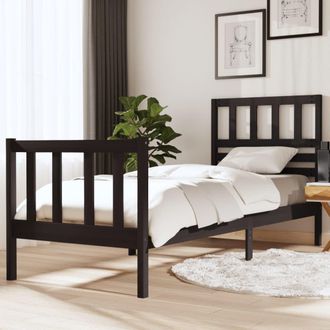 vidaXL Estructura Cama Madera Maciza Individual Negro 75x190 Cm Vidaxl
