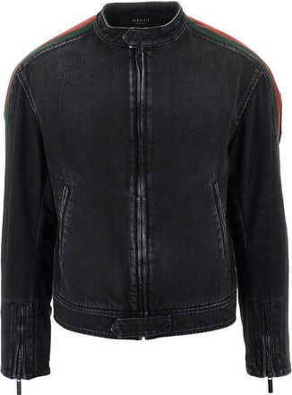 Gucci Denim jacket with Web ribbon Man 46