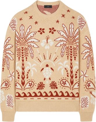 Alanui Echoes Of The Island trui met palmboomprint - Beige