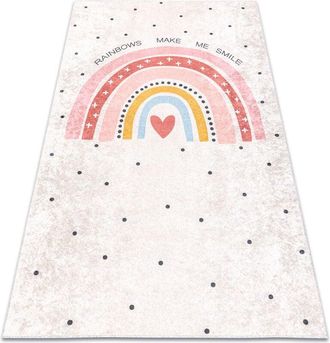 RugsX Rugsx - junior 51300.802 washing carpet Rainbow, dots for children anti-slip - beige beige 120x170 cm