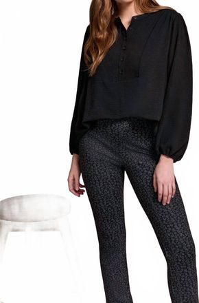 Tribal Airflow Long Sleeve Mandarin Collar Blouse In Black